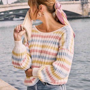 Sezane Tomas sweater - pink, blue and yellow striped